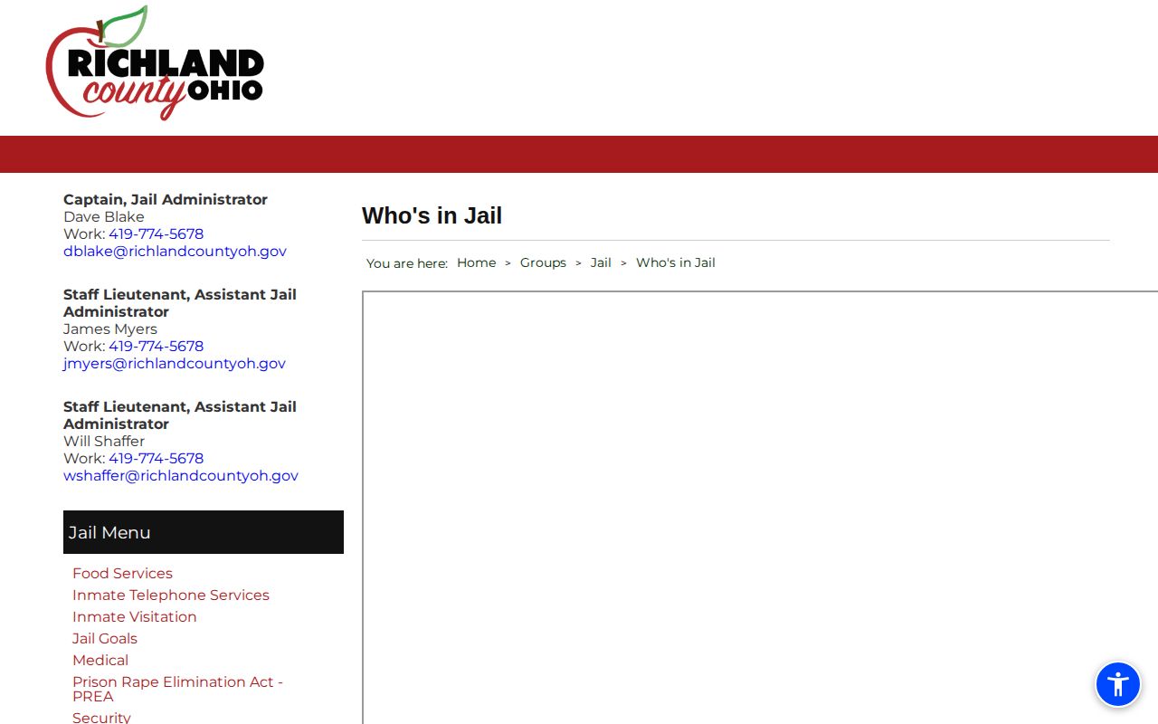 Richland County 24-hour release check using the current jail roster page