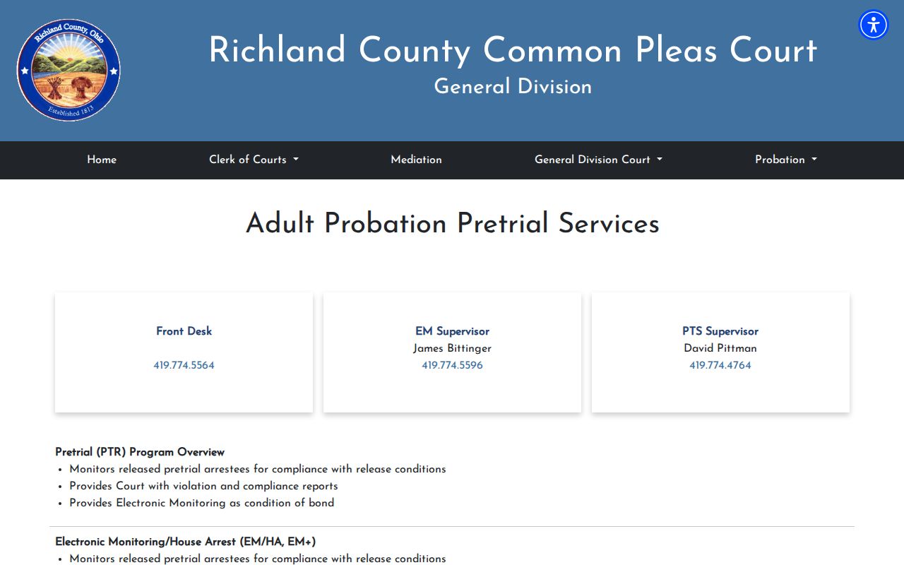 Richland County bond release and pretrial supervision information